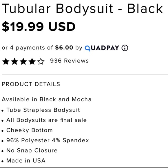 SOLD Fashion Nova black strapless bodysuit - Picture 4 of 5